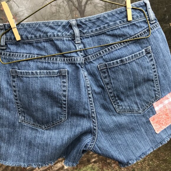 Upcycled Chico’s Patchwork Cutoff Shorts, Bleached Distressed Ripped, Size 1 - Picture 8 of 10